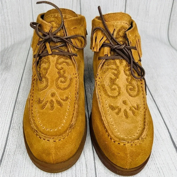 OTBT Brand Dell Rapids Fringe Moccasin Chukka Ankle Boots‎ Booties Tan Size 6 - Picture 3 of 6